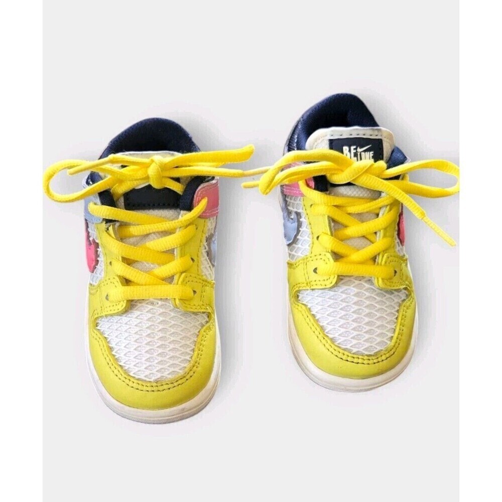 Nike Kids SB Dunk “Be True” Sneakers 7c Pink Yellow Low Top